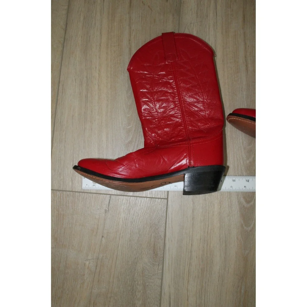 Red Leather Western Cowboy Boots Pointed Toe Embroidered SCL7016M Women's 6.5-7 - Picture 9 of 9